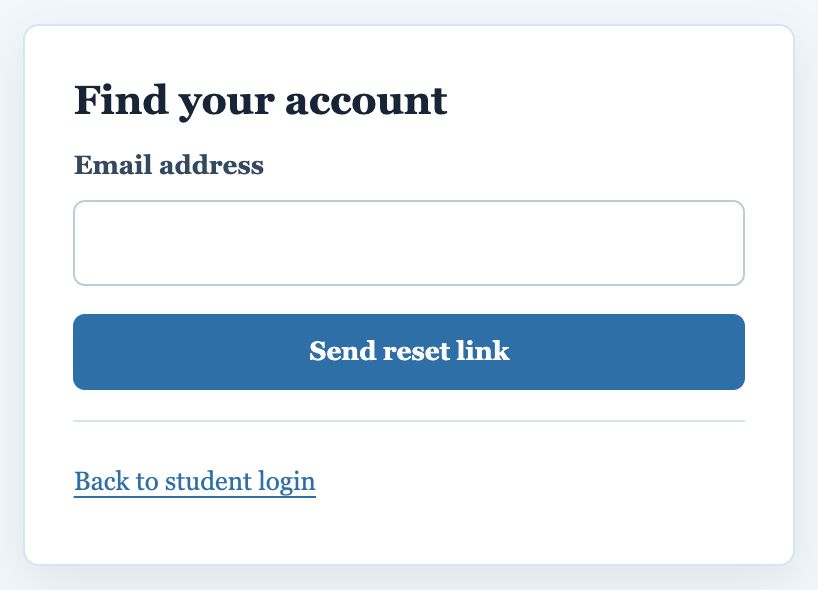 Forgot password page